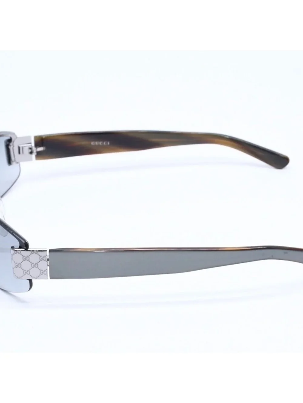 Gucci Sunglasses Eyewear Khaki Lens Temple Silver